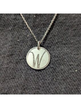 Ben Bridge Sterling Silver W Initial Letter Pendant Statement Necklace